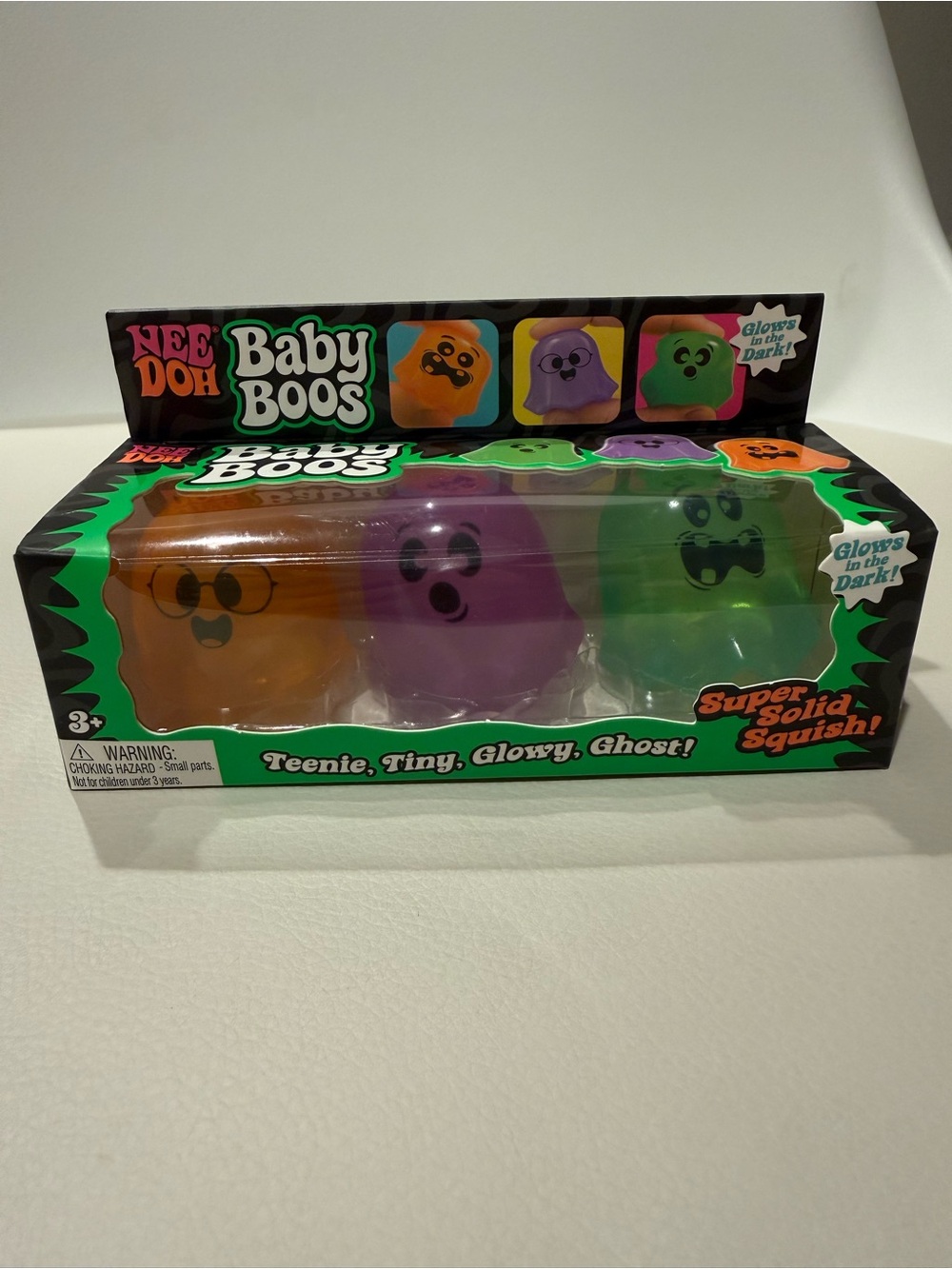 Needoh Baby Boos - Glow-In-The-Dark Squishy Toy Set - Orange, Purple, Green